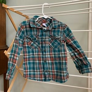 Tea Collection Plaid Flannel Button Down Size 4